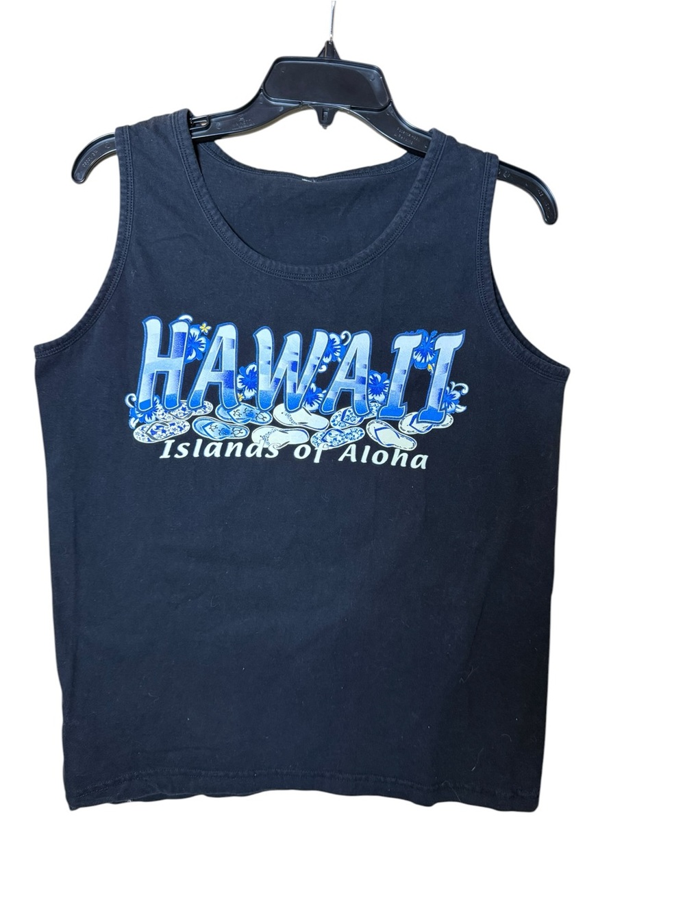 Hawaii Islands of Aloha Vintage Unisex Black Graphic Tank Top Size Large